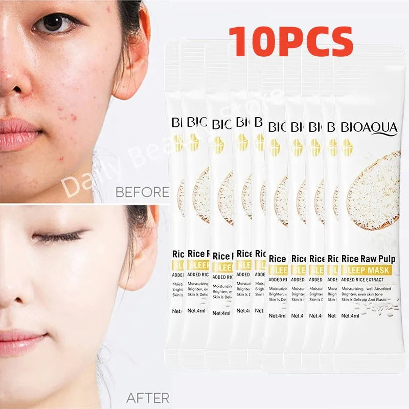 Rice Raw Pulp Whitening Sleep Mask Anti-Aging Fade Fine Lines Moisturizing Rejuvenating Face Care Oil-Control Repair Cosmetics