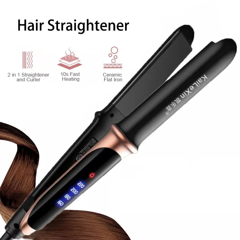 4 Gears Adjustable Temperature 2in1 Professional Flat Iron Hair Straightener Fast Warm-up Styling Tool For Wet or Dry Hair