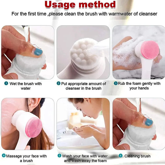 3D Double Silicone Facial Cleansing Brush Manual